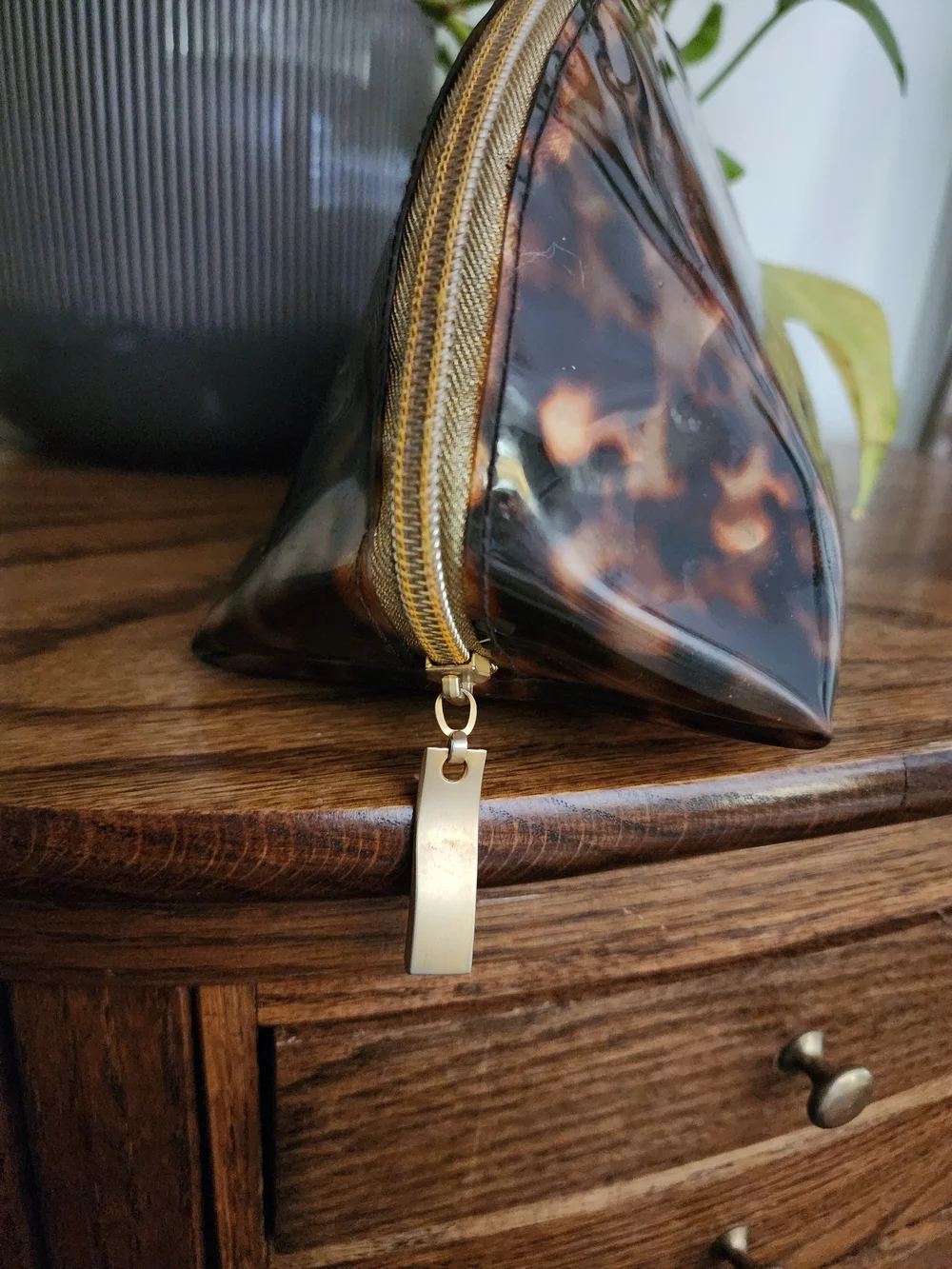 Vintage Alan Stuart NY Tortoise Shell Makeup Pouch